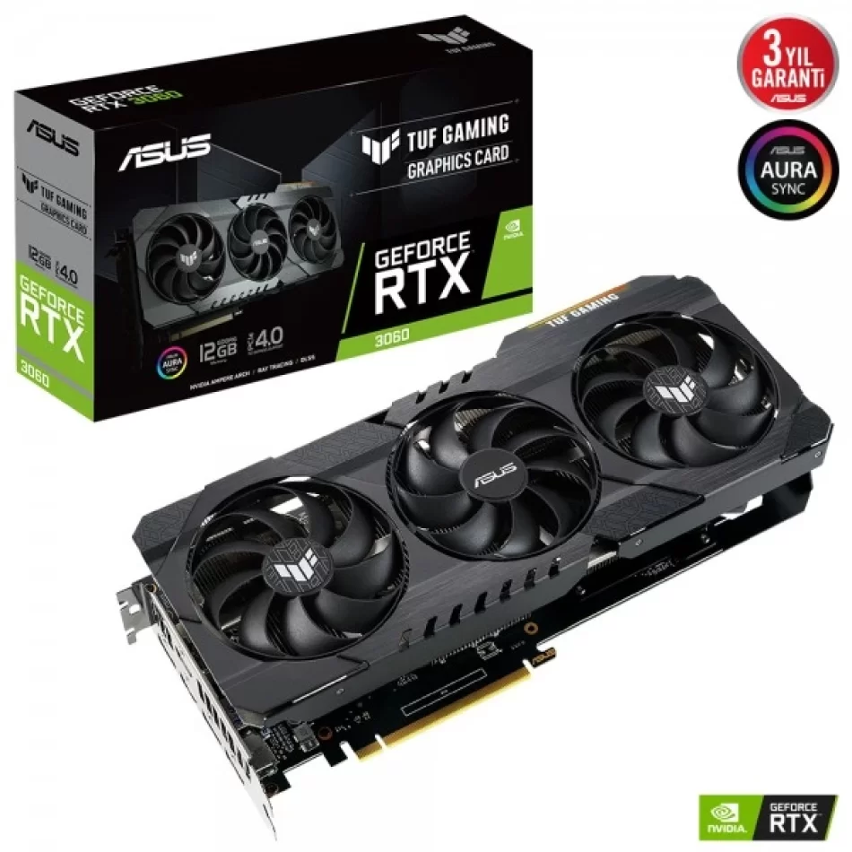 ASUS TUF Gaming GeForce RTX 3060 12 GB GDDR6 192Bit DX12 NVIDIA DLSS Ekran Kartı