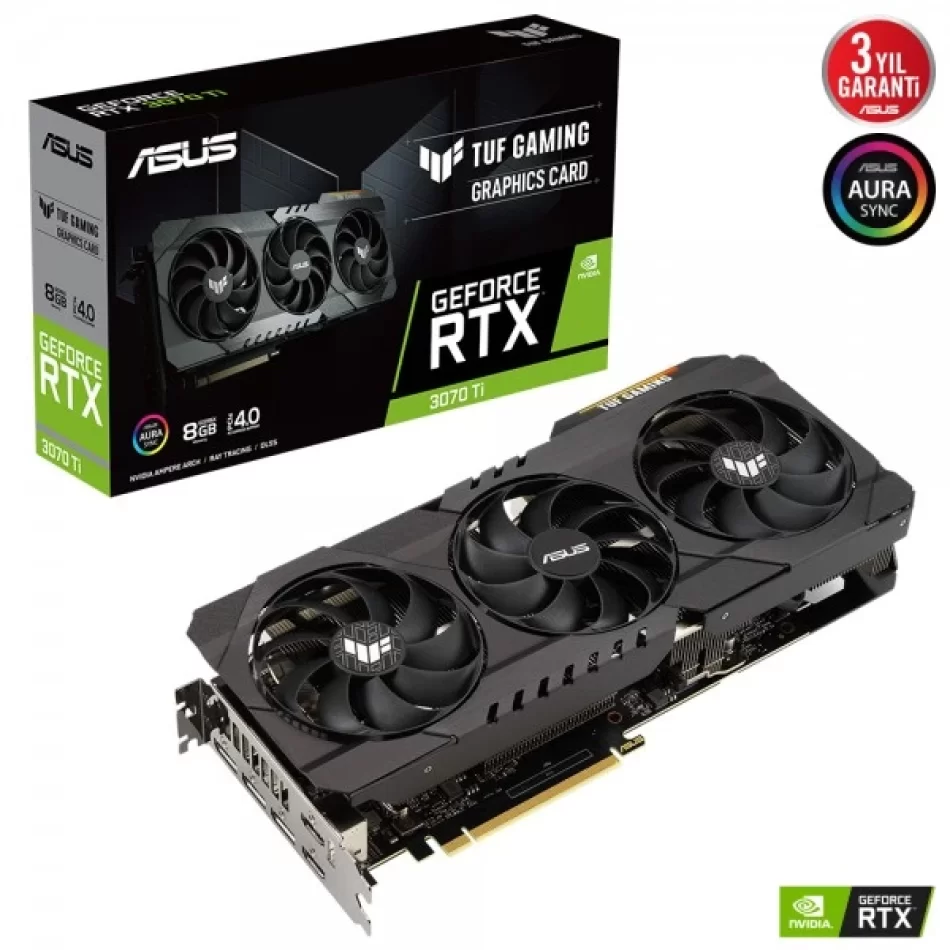 ASUS TUF GAMING GeForce RTX 3070 Ti 8 GB GDDR6X 256Bit DX12 NVIDIA DLSS Ekran Kartı