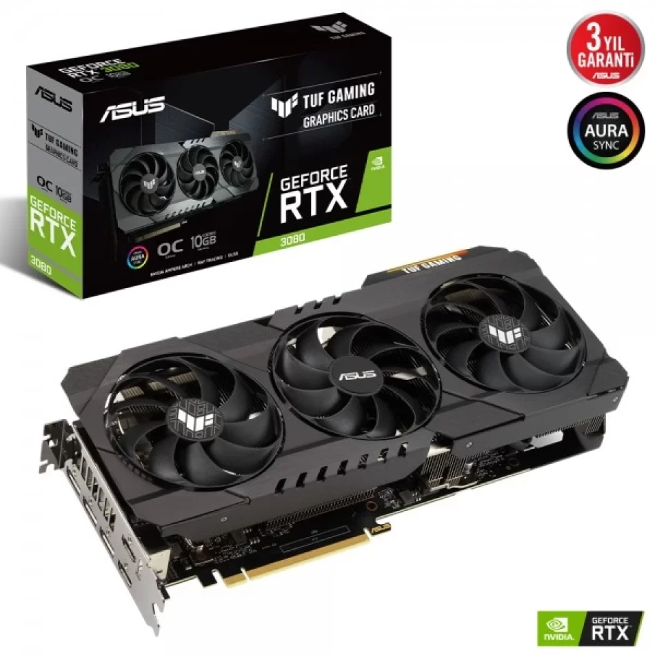 ASUS TUF Gaming RTX 3080 V2 OC 10 GB GDDR6X 320Bit DX12 NVIDIA DLSS Ekran Kartı