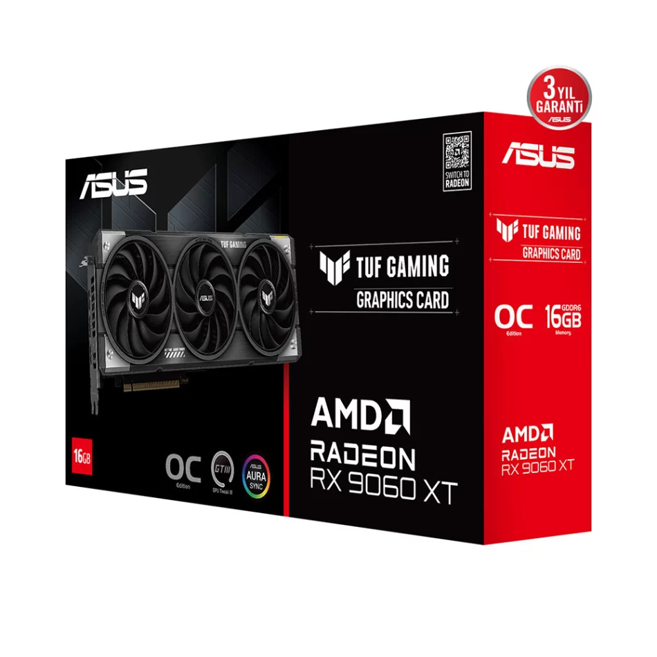 ASUS TUF Gaming RX9060 XT OC Edition 16GB GDDR6 128 Bit AMD Radeon FSR 4 Ekran Kartı