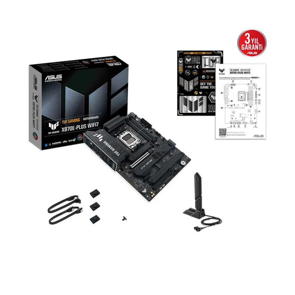 ASUS TUF Gaming X870E-PLUS WIFI7 8000MHz(OC) DDR5 AMD Soket AM5 ATX Anakart