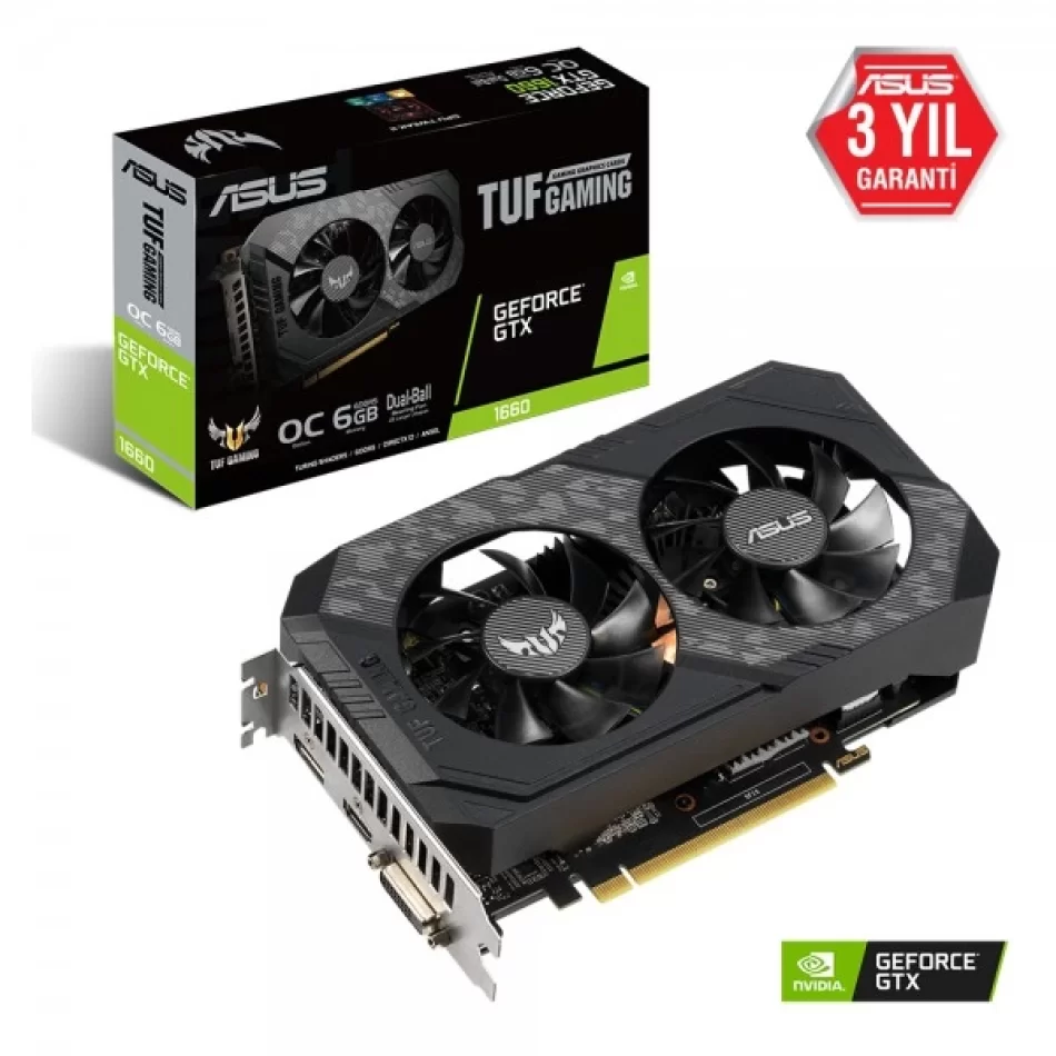 Asus TUF GeForce GTX 1660 OC 6 GB GDDR5 192Bit DX12 NVIDIA Ekran Kartı