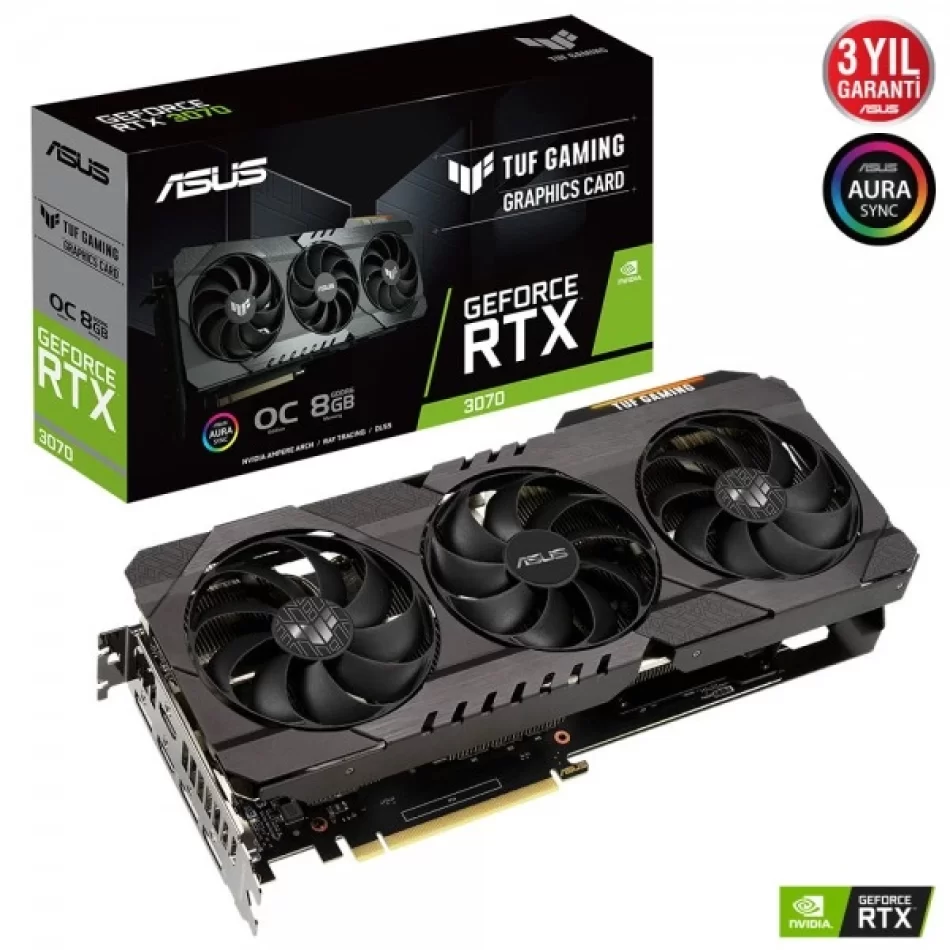 ASUS TUF GeForce RTX 3070 OC 8 GB GDDR6 256 Bit DX12 NVIDIA DLSS Ekran Kartı