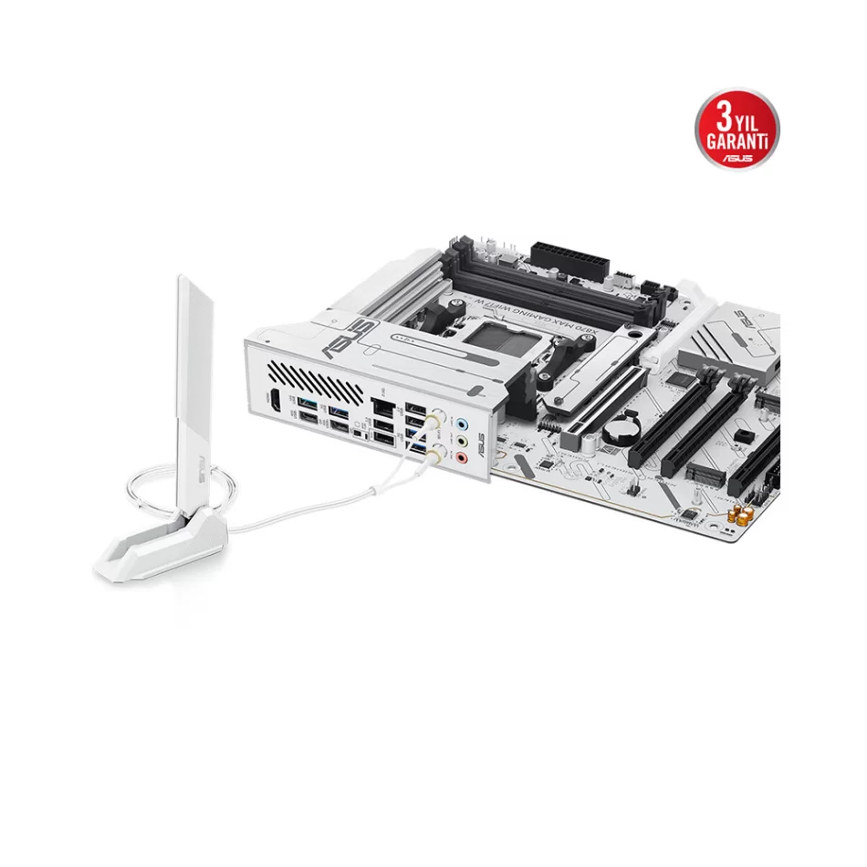ASUS X870 MAX GAMING WIFI7 W 8000MHz(OC) DDR5 AMD Soket AM5 ATX Beyaz Anakart