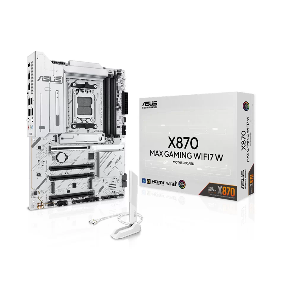 ASUS X870 MAX GAMING WIFI7 W 8000MHz(OC) DDR5 AMD Soket AM5 ATX Beyaz Anakart
