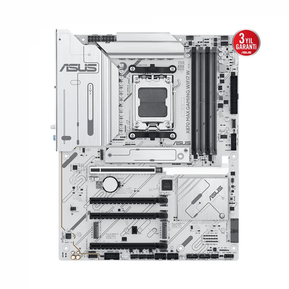 ASUS X870 MAX GAMING WIFI7 W 8000MHz(OC) DDR5 AMD Soket AM5 ATX Beyaz Anakart