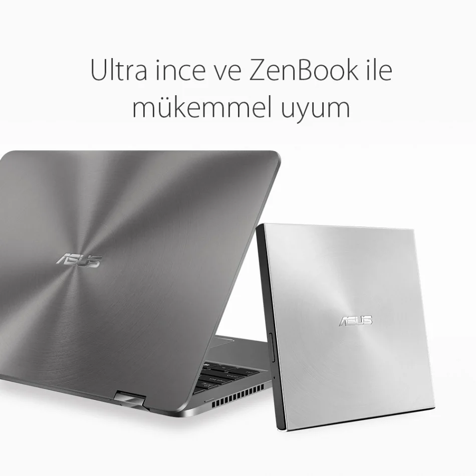 ASUS ZenDrive 08U5S-U Silver Portable Ultra İnce M-DISC Destekli USB Type-C 8x DVD-RW Gümüş Renk Optik Sürücü