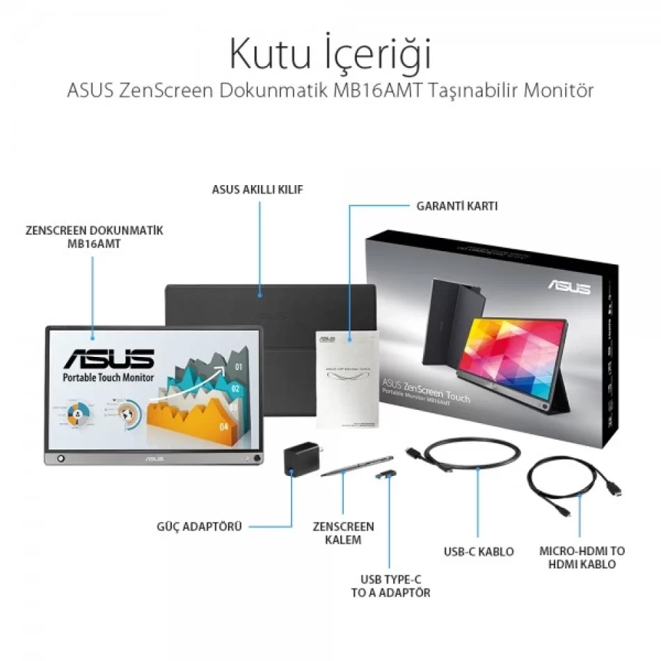 ASUS 15.6 ZenScreen MB16AMT 60Hz 5ms 1080p IPS LED Taşınabilir Monitör