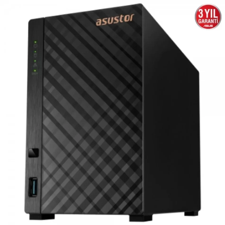 ASUSTOR AS1102T REALTEK RTD1296 2 DİSK YUVASI NAS(2X18TB DESTEĞİ) 1GB DDR4 2.5 GBE X 1 USB 3.2 X 2