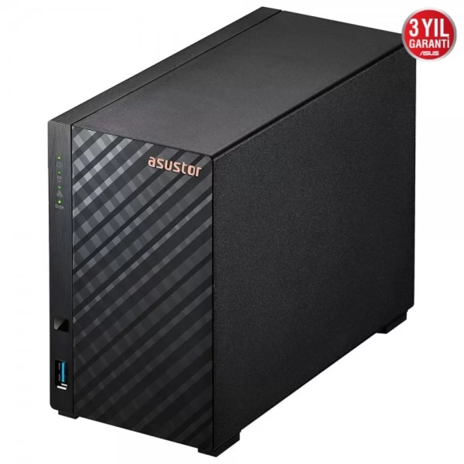 ASUSTOR AS1102T REALTEK RTD1296 2 DİSK YUVASI NAS(2X18TB DESTEĞİ) 1GB DDR4 2.5 GBE X 1 USB 3.2 X 2