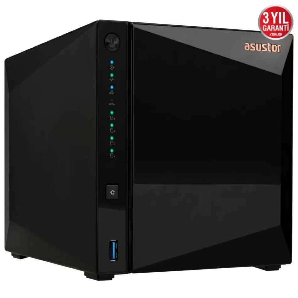 ASUSTOR AS3304T REALTEK RTD1296 4 DİSK YUVASI NAS(4X18TB DESTEĞİ) 2GB DDR4 2.5 GBE X 1 USB 3.2 X 3