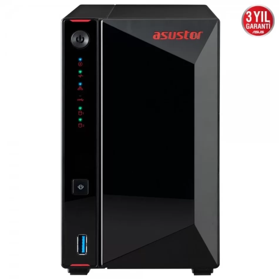 ASUSTOR AS5202T INTEL J4005 2 BAY NAS(2X18TB SUPPORT) 2GB DDR4(8GB SUPPORT) 2.5 GBE X 2 USB 3.2 X 3 VERİ DEPOLAMA CİHAZI