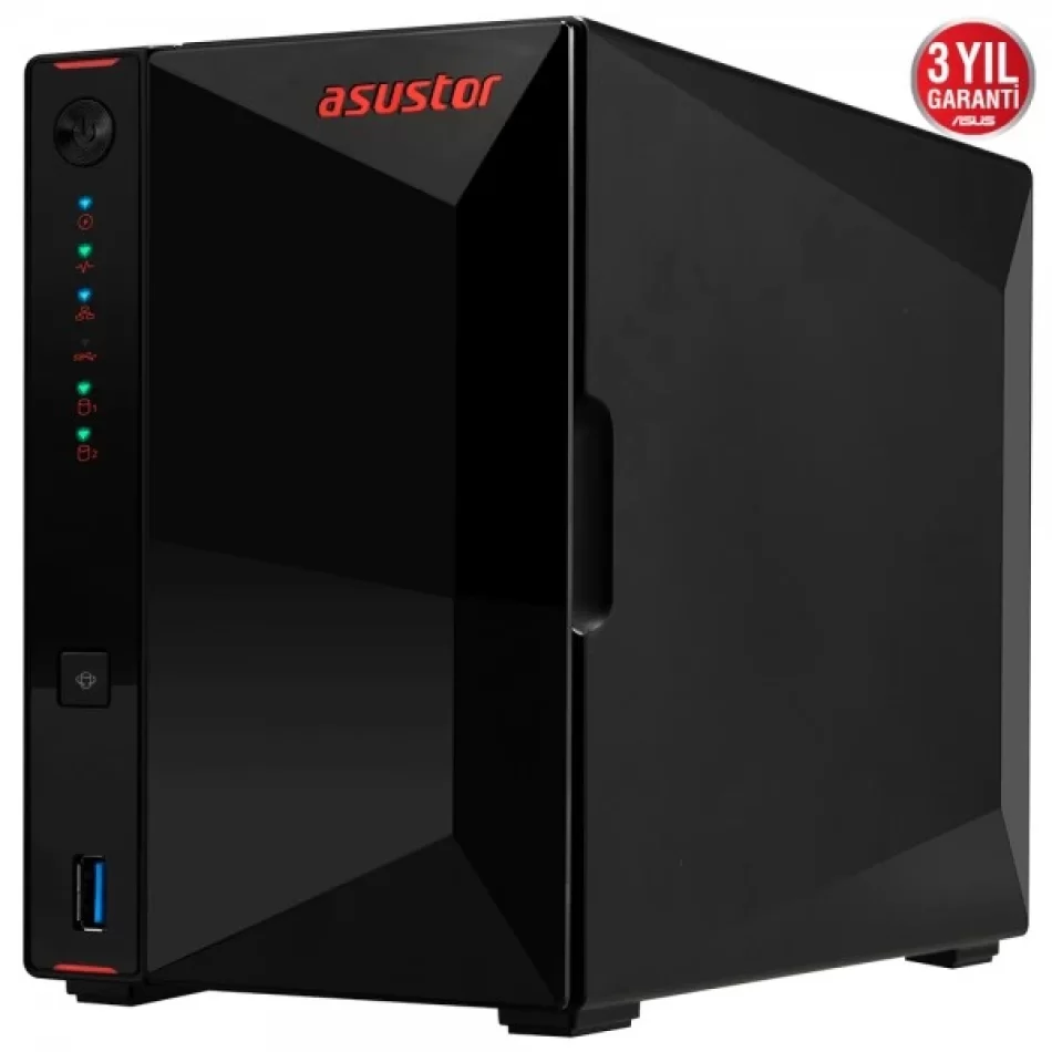 ASUSTOR AS5202T INTEL J4005 2 BAY NAS(2X18TB SUPPORT) 2GB DDR4(8GB SUPPORT) 2.5 GBE X 2 USB 3.2 X 3 VERİ DEPOLAMA CİHAZI