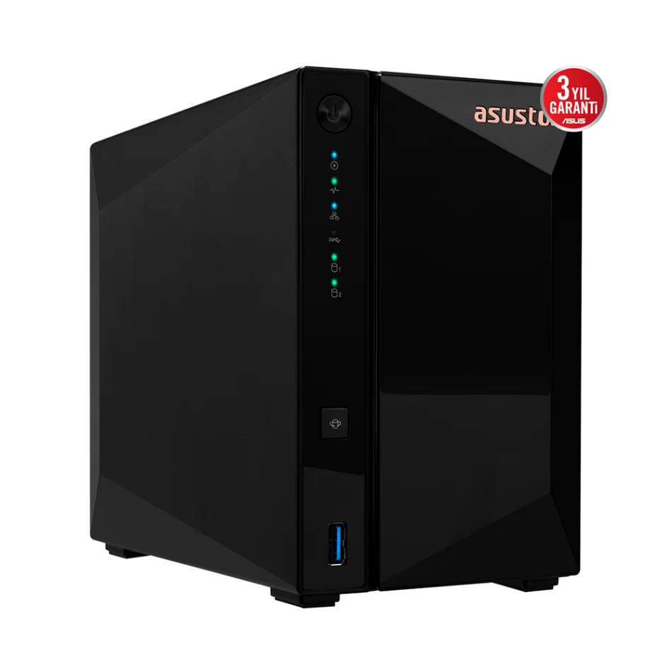 ASUSTOR DRIVESTOR 2 Pro Gen2 Realtek RTD1619B CPU 2 GB DDR4 RAM 2 Sürücü Yuvalı NAS Depolama Ünitesi