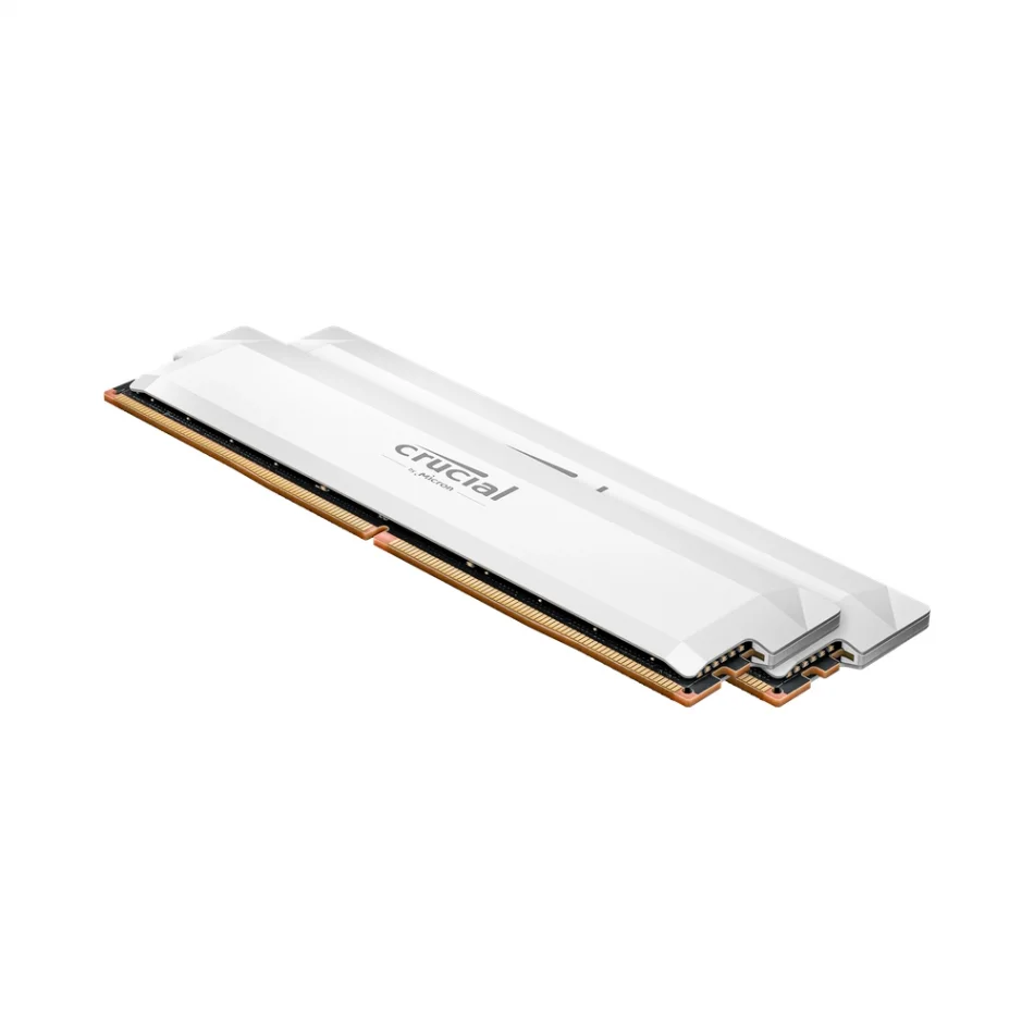 Crucial Pro White 64GB (2x32 GB) DDR5 6000MHz CL40 Intel XMP ve AMD EXPO Beyaz Masaüstü Gaming RAM - CP2K32G60C40U5W