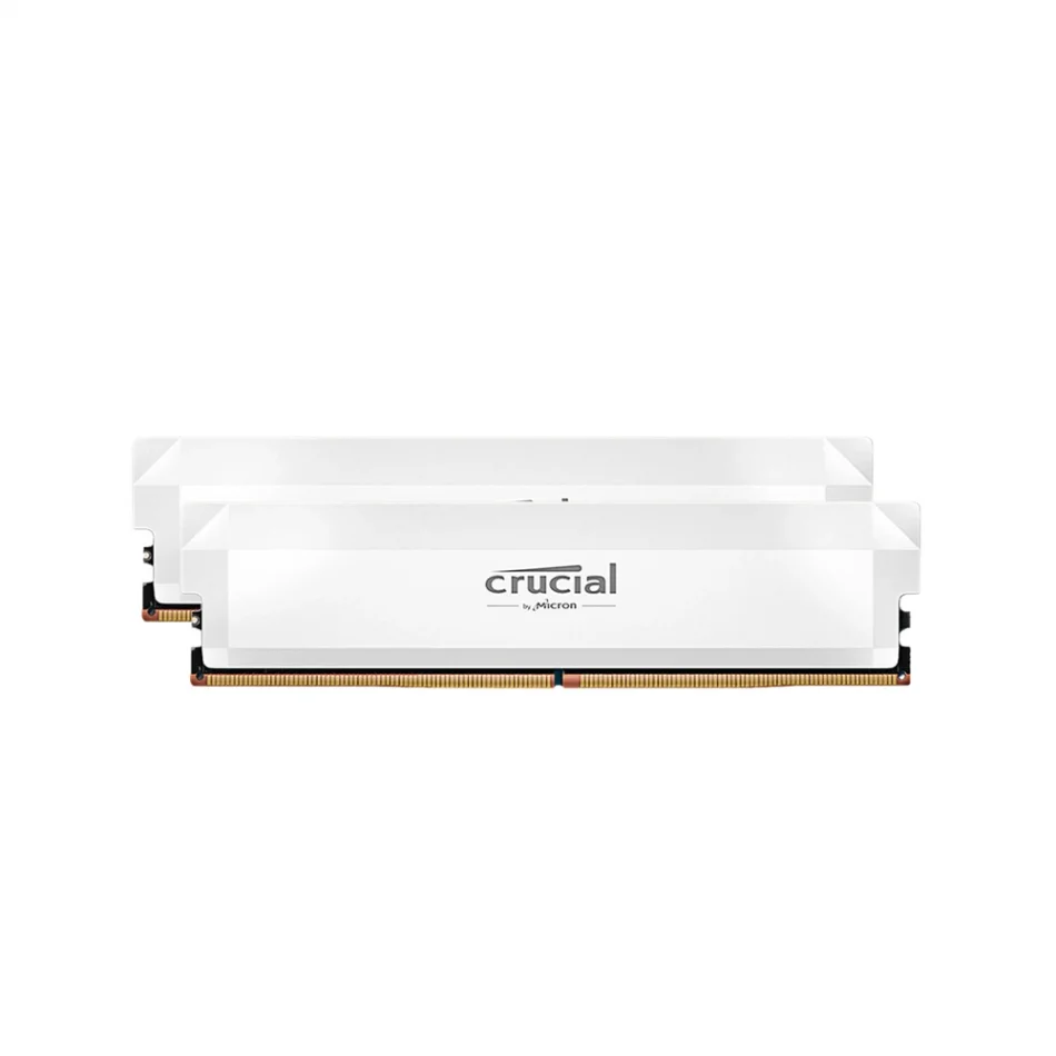 Crucial Pro White 64GB (2x32 GB) DDR5 6000MHz CL40 Intel XMP ve AMD EXPO Beyaz Masaüstü Gaming RAM - CP2K32G60C40U5W