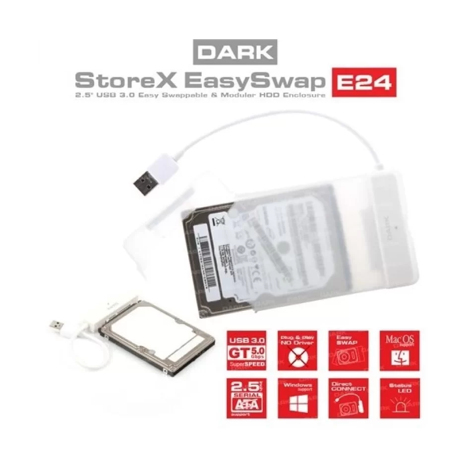 Dark Storex E24 2.5 USB 3.0 Şeffaf SATA Disk Kutusu (DK-AC-DSE24U3)