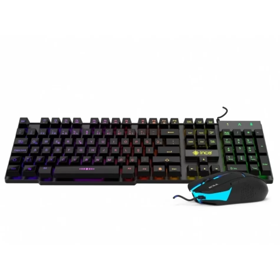 INCA Rainbow Effect Mekanik Hisli Gamer Klavye & Mouse Set