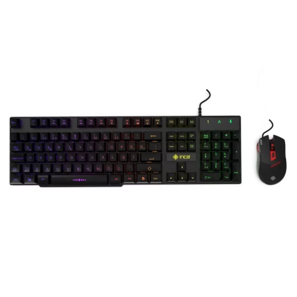 INCA Rainbow Effect Mekanik Hisli Gamer Klavye & Mouse Set