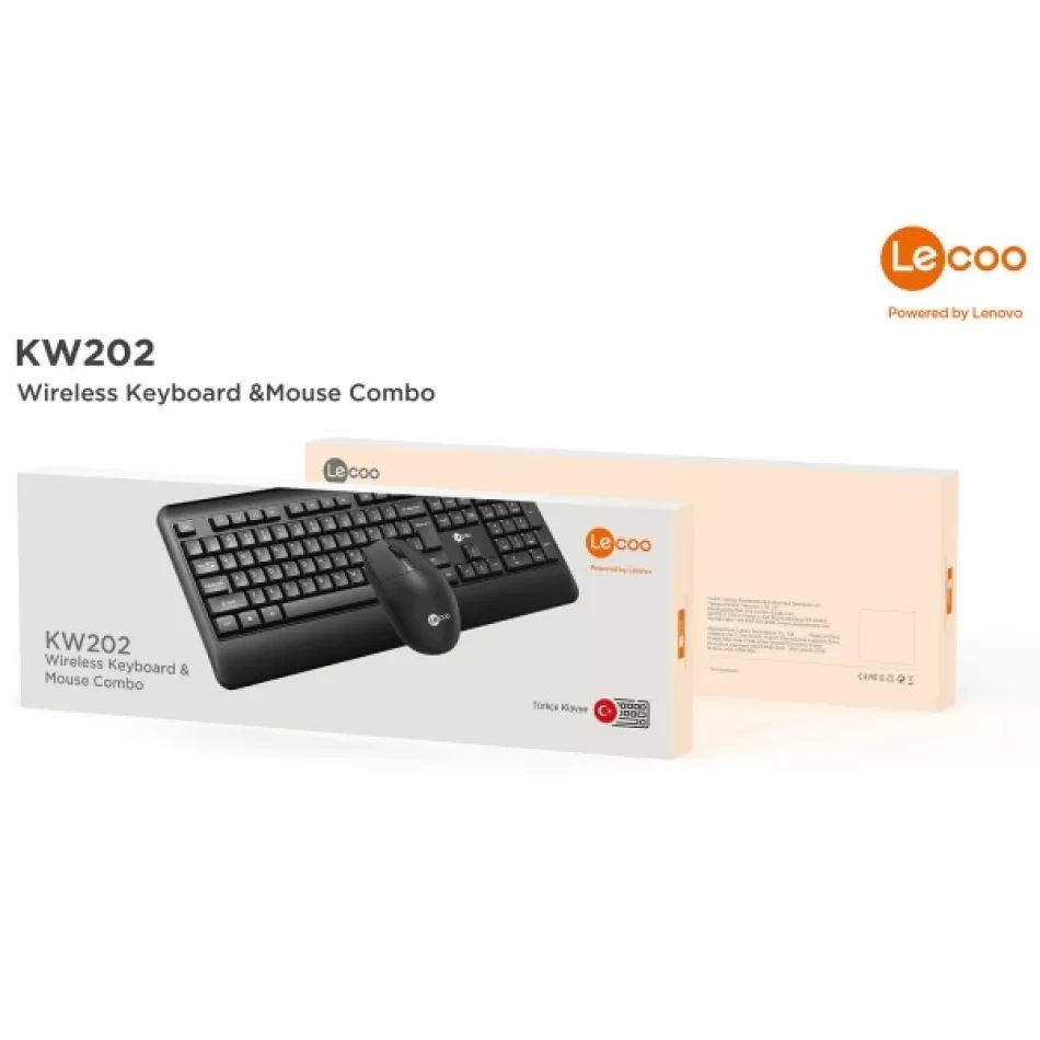 LECOO KW202 SİYAH KABLOSUZ KLAVYE & MOUSE SET