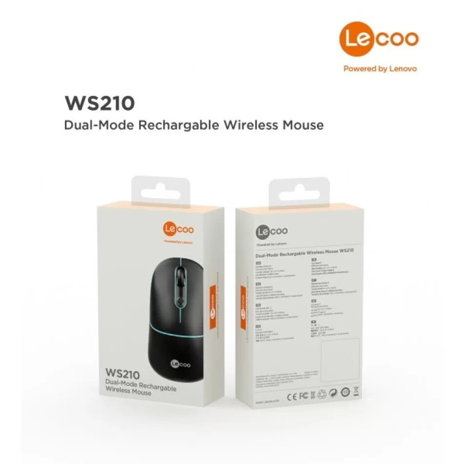 LECOO WS210 Bluetooth & Kablosuz Şarj Edilebilir Mouse Siyah