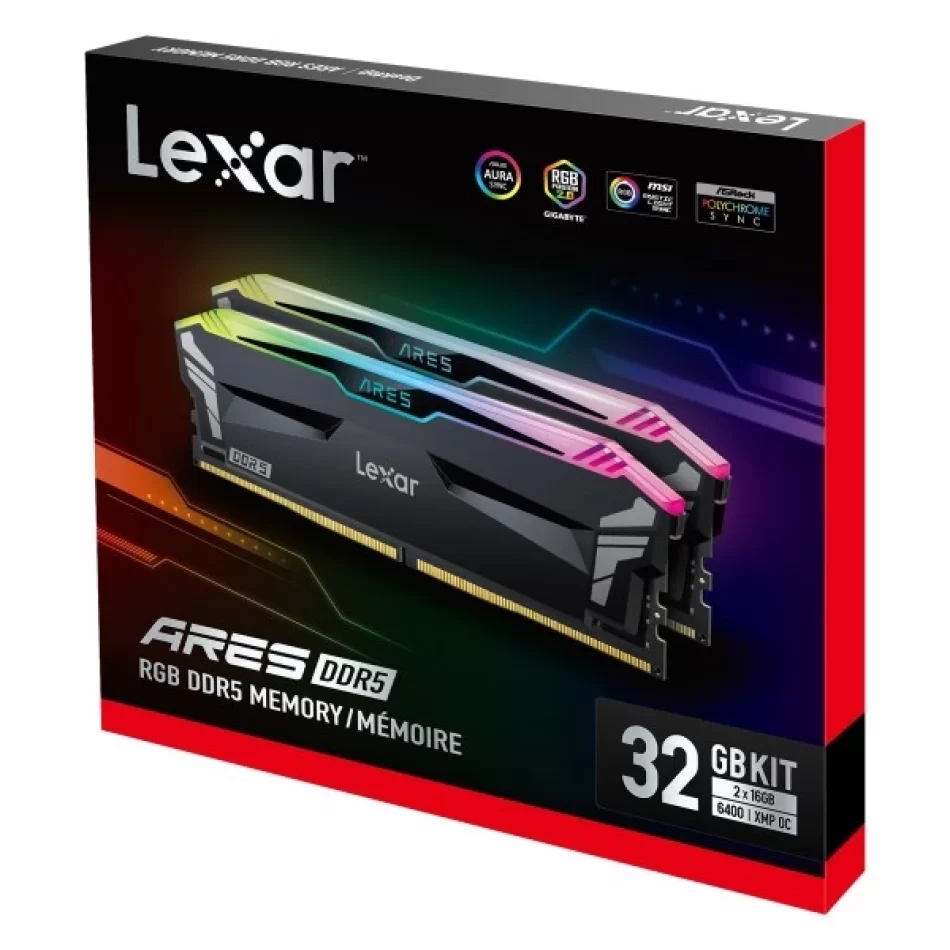 Lexar Ares RGB 32 GB (2x16 GB) DDR5 6400MHz CL32 Ram LD5EU016G-R6400GDLA