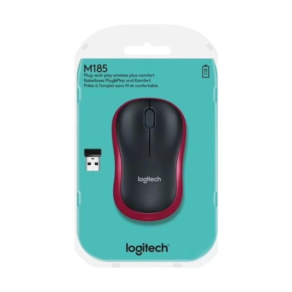 LOGITECH M185 KABLOSUZ MOUSE-KIRMIZI