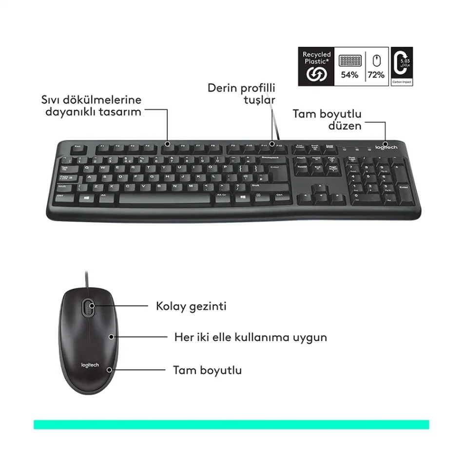 LOGITECH MK120 KABLOLU KLAVYE MOUSE 920-002560