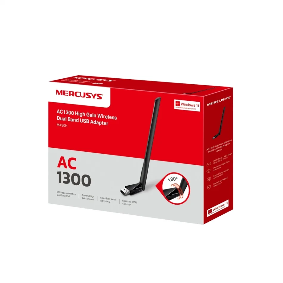 Mercusys MA30H AC1300 High Gain Wireless Dual Band USB Adaptör