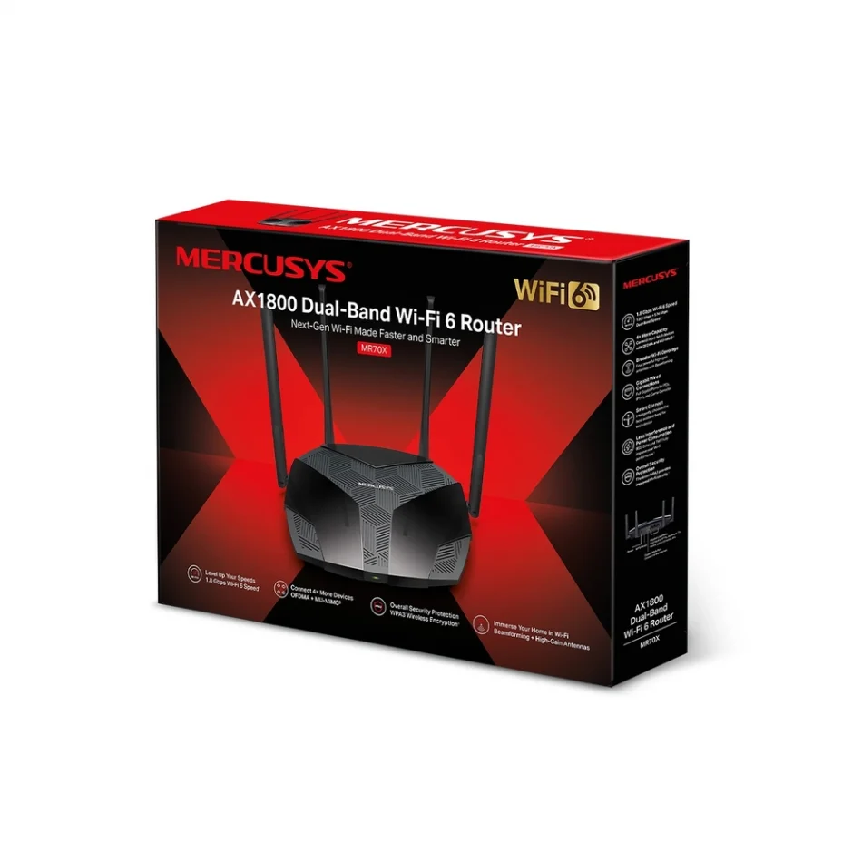 Mercusys MR70X AX1800 Çift Bant Wi-Fi 6 Router