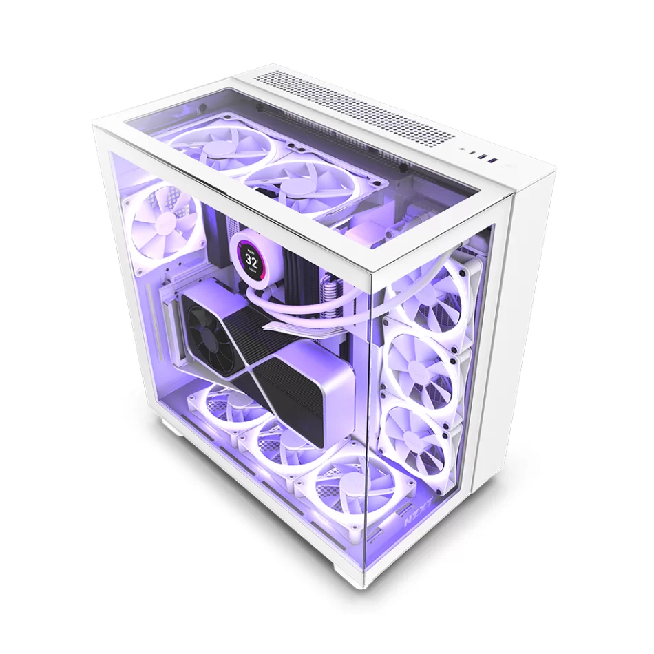 NZXT H9 Elite White Çift Odalı RGB Fan Kontrolcülü 4x Fanlı Mid-Tower ATX Beyaz Airflow Bilgisayar Kasası