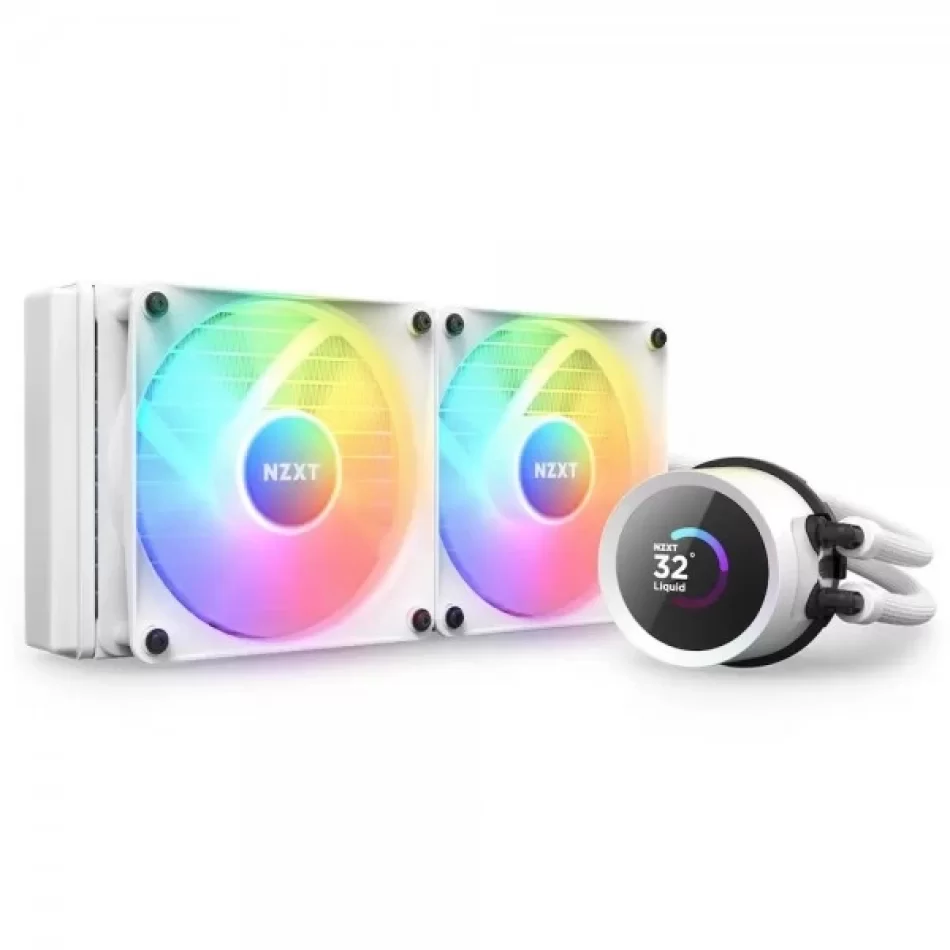 NZXT Kraken 240 White RGB LCD Ekranlı Intel 1851-1700 / AMD AM5 Uyumlu 240mm Beyaz İşlemci Sıvı Soğutucu