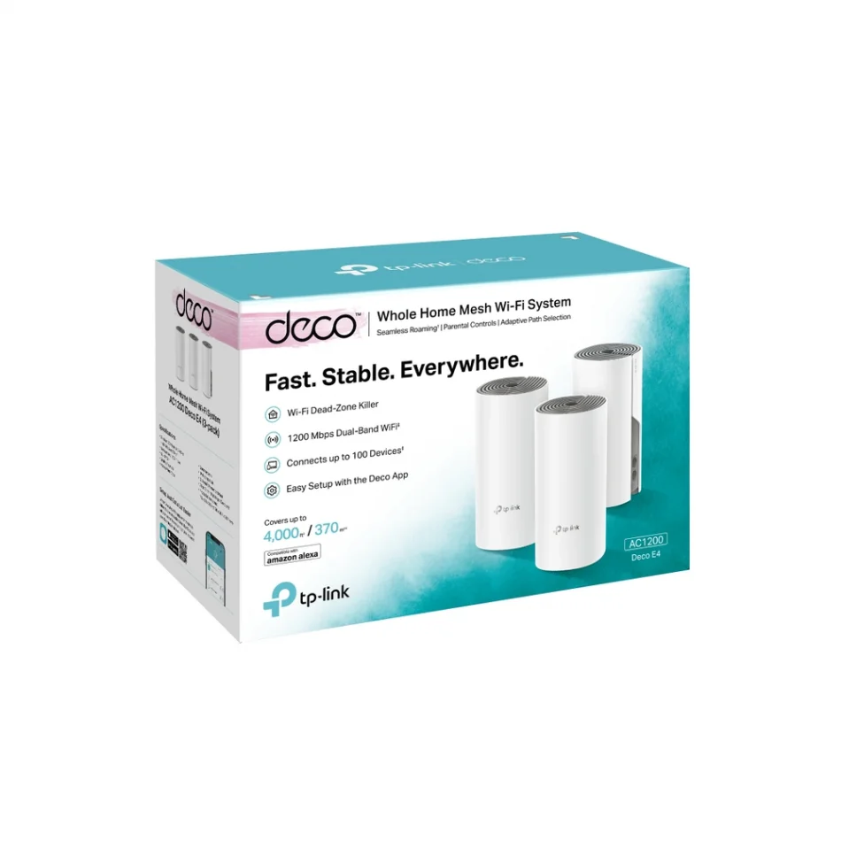 TP-Link Deco E4 AC1200 Dual Band Tüm Ev Mesh Wi-Fi Sistemi Üçlü Paket