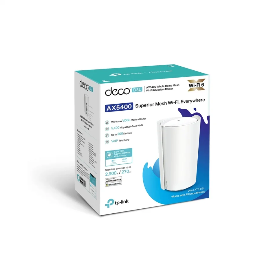 TP-Link Deco X73-DSL AX5400 VDSL Bütün Ev Mesh Dual Band Wi-Fi 6 Modem Router