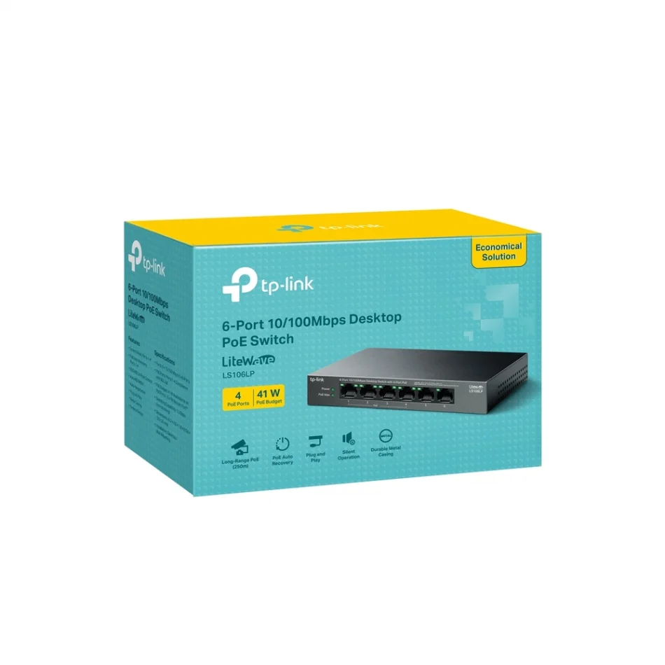 TP-Link LS106LP 4-Port PoE ile 6-Port 10/100Mbps Masaüstü Switch