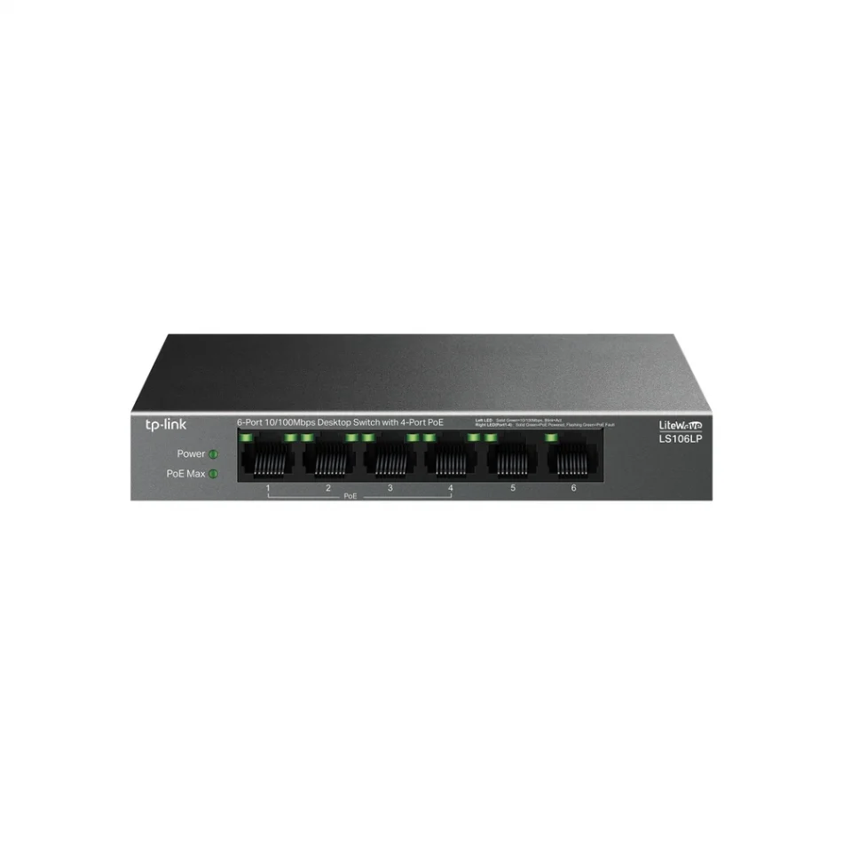 TP-Link LS106LP 4-Port PoE ile 6-Port 10/100Mbps Masaüstü Switch