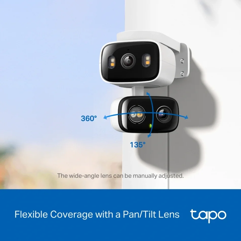 TP-Link Tapo C246D İç Mekan/Dış Mekan Çift Lensli Pan/Tilt 2K 3MP Güvenlik Kamerası