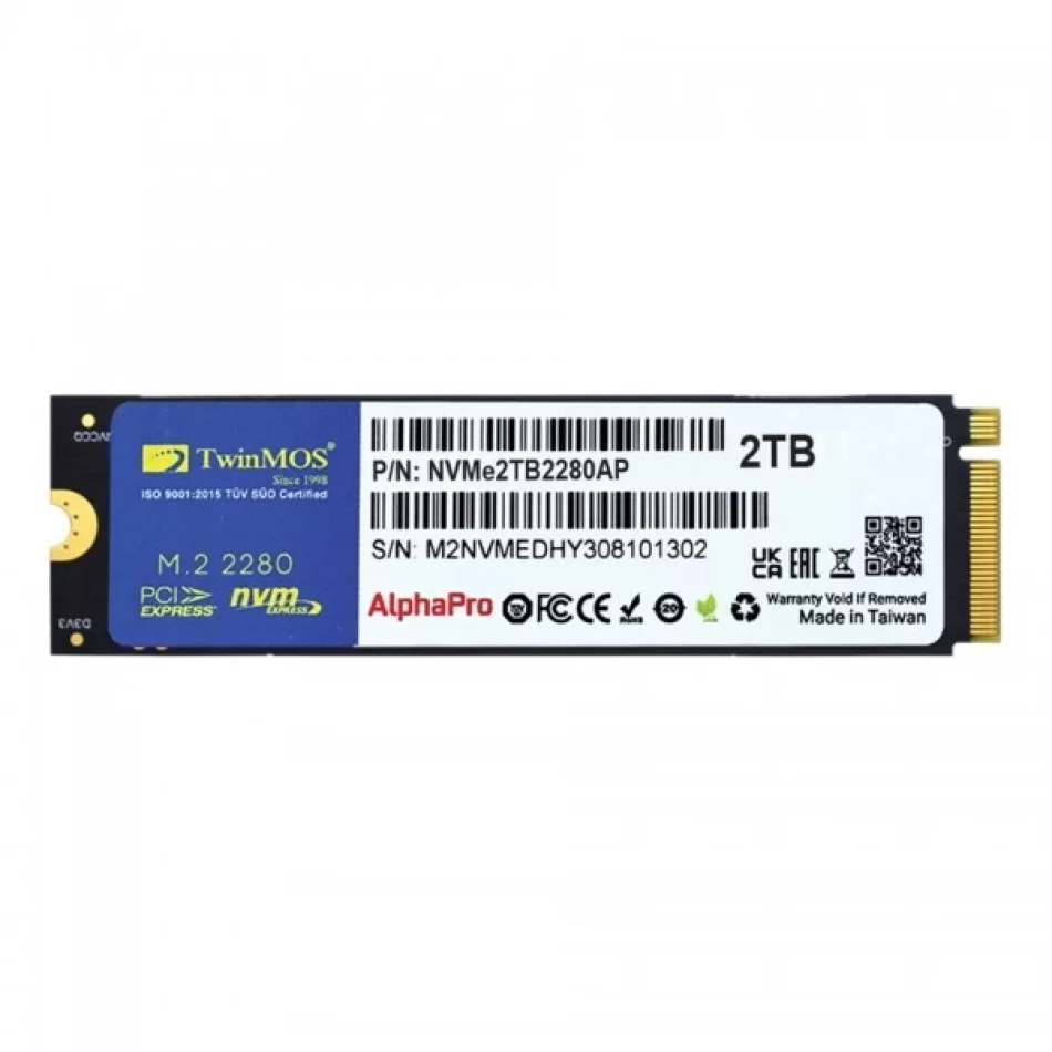 TwinMOS 2TB M.2 PCIe Gen3 NVMe SSD (3600-3250Mb/s) TLC 3DNAND