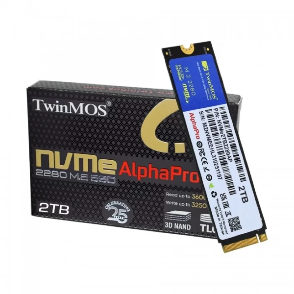 TwinMOS 2TB M.2 PCIe Gen3 NVMe SSD (3600-3250Mb/s) TLC 3DNAND