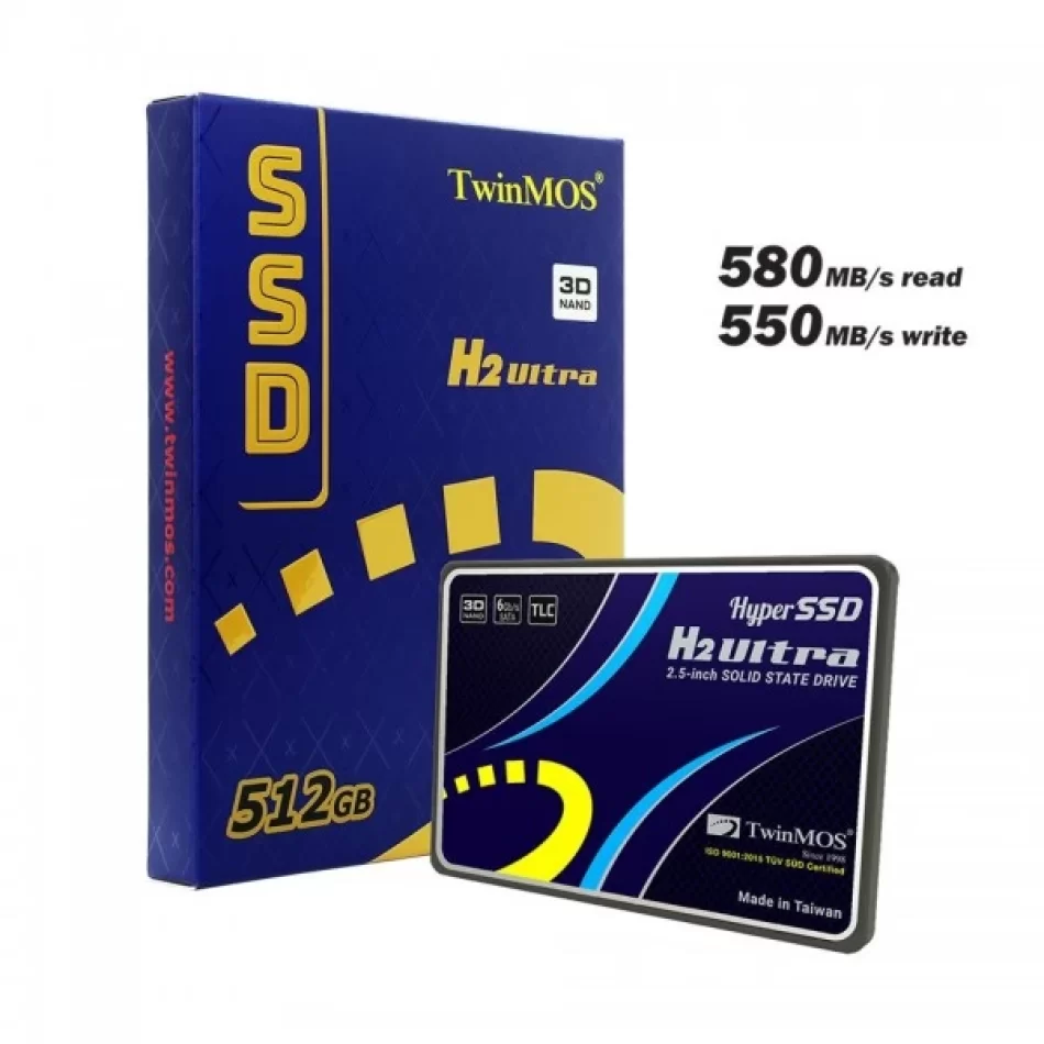 TwinMOS 512GB 2.5 SATA3 SSD (580Mb-550Mb/s) BLACK  TM512GH2UG