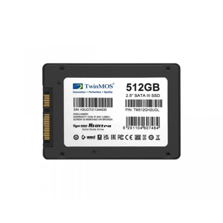 TwinMOS 512GB 2.5 SATA3 SSD (580Mb-550Mb/s) TLC 3DNAND Grey