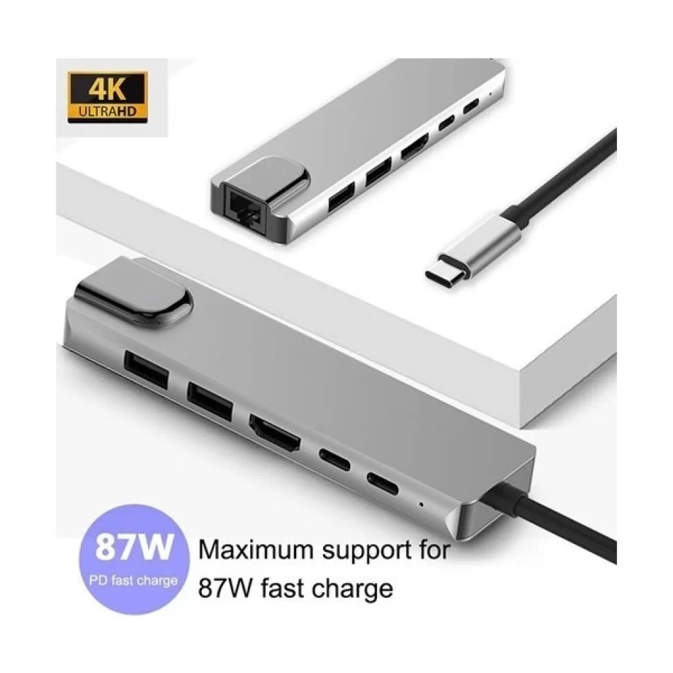 VİZY10 Macbook Pro Air Dizüstü Bilgisayar Uyumlu USB Type-C 6 ın 1 Hub Dönüştürücü Çevirici Çoklayıcı USB Hdmı Micro Sd 6 Girişli