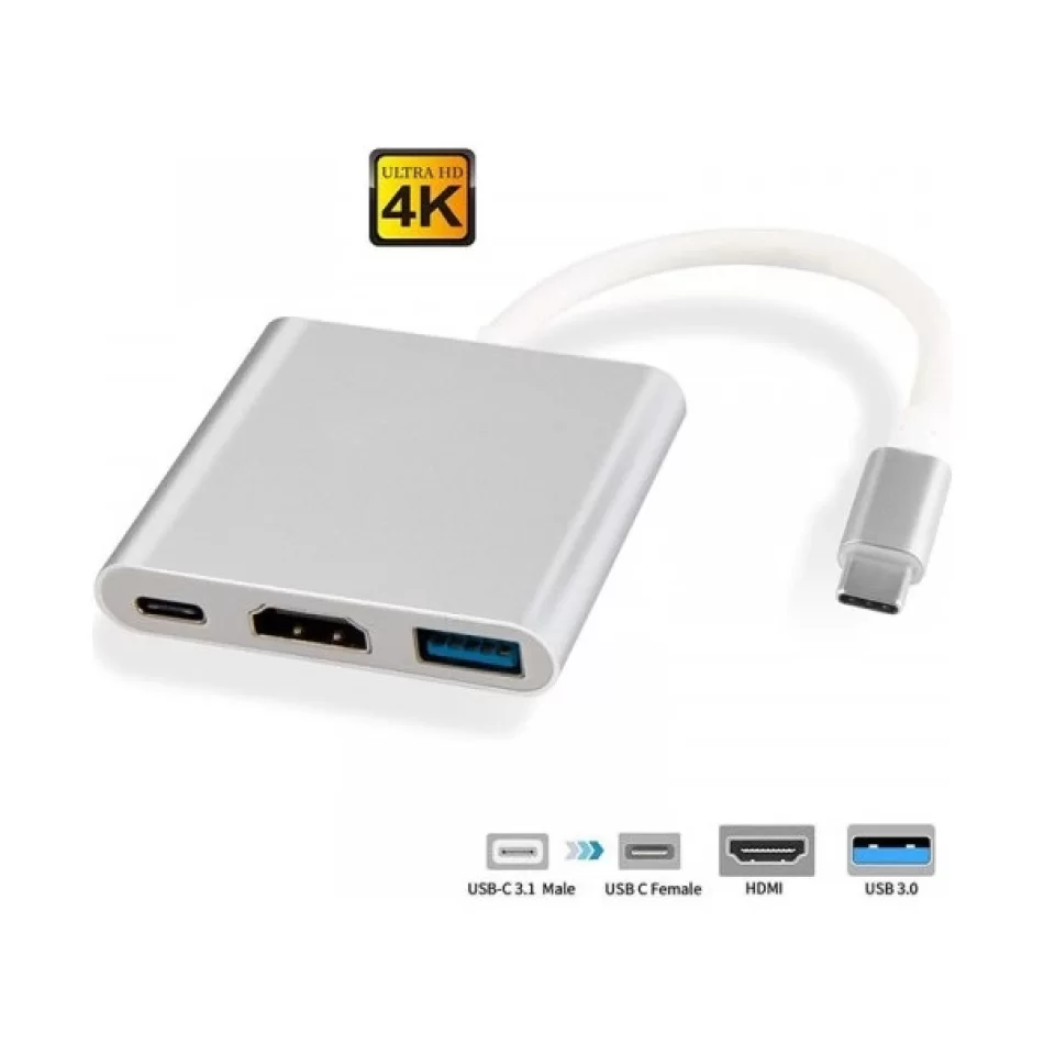 VİZY10 Macbook Uyumlu 4K Full Hd C Tipi - HDMI Kablo Adaptörü USB 3.1 C Tipi - HDMI 3ü 1 Arada Destek 1080P 3D Dönüştürücü Kablosu