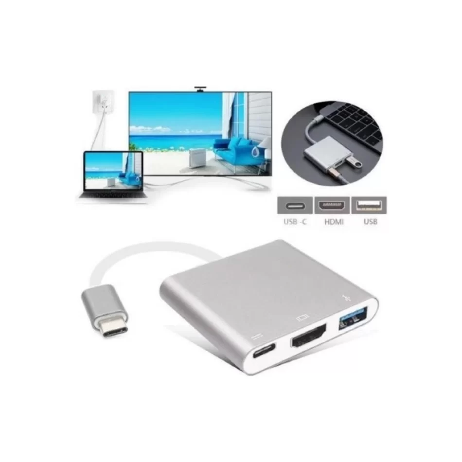 VİZY10 Macbook Uyumlu 4K Full Hd C Tipi - HDMI Kablo Adaptörü USB 3.1 C Tipi - HDMI 3ü 1 Arada Destek 1080P 3D Dönüştürücü Kablosu