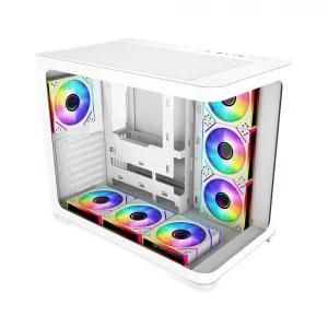 GameBooster GB-G2852W-750W 80+ Bronze 7x 12cm ARGB Fanlı Curved Akvaryum Cam Mid Tower Gaming Beyaz ATX Kasa