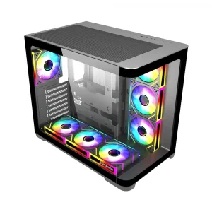 GameBooster GB-G2852B 7x 12cm ARGB Fanlı Curved Akvaryum Cam Mid Tower Gaming ATX Kasa