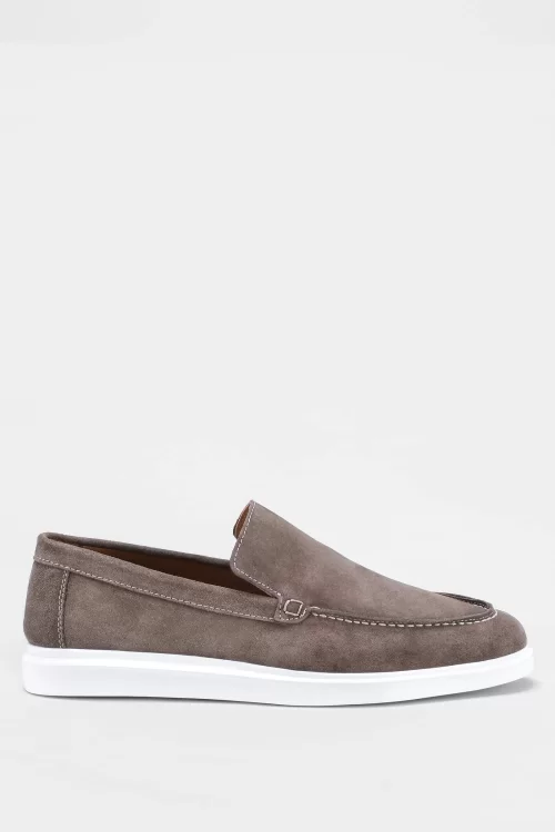 MENS KHAKI SUEDE LEATHER SHOES WITH LIGHTWEIGHT EVA SOLE