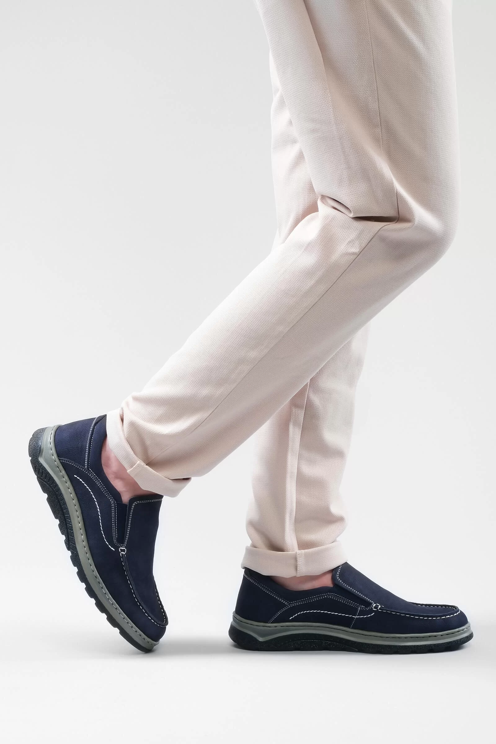 MENS NAVY NUBUCK COMFORT FULL LEATHER SHOES