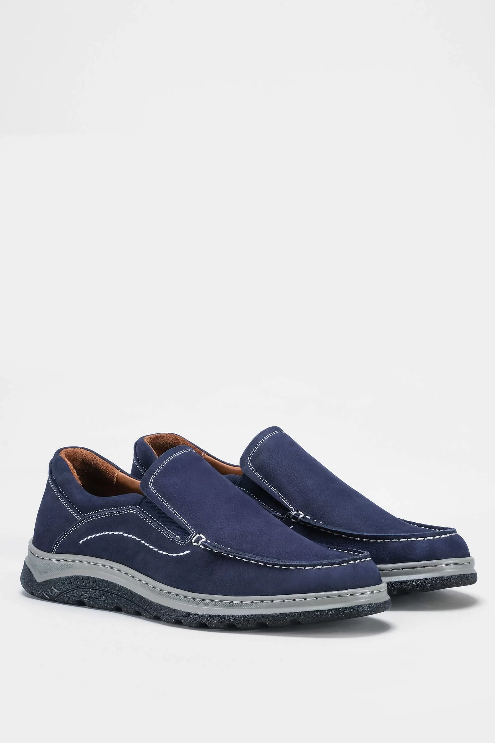 MENS NAVY NUBUCK COMFORT FULL LEATHER SHOES