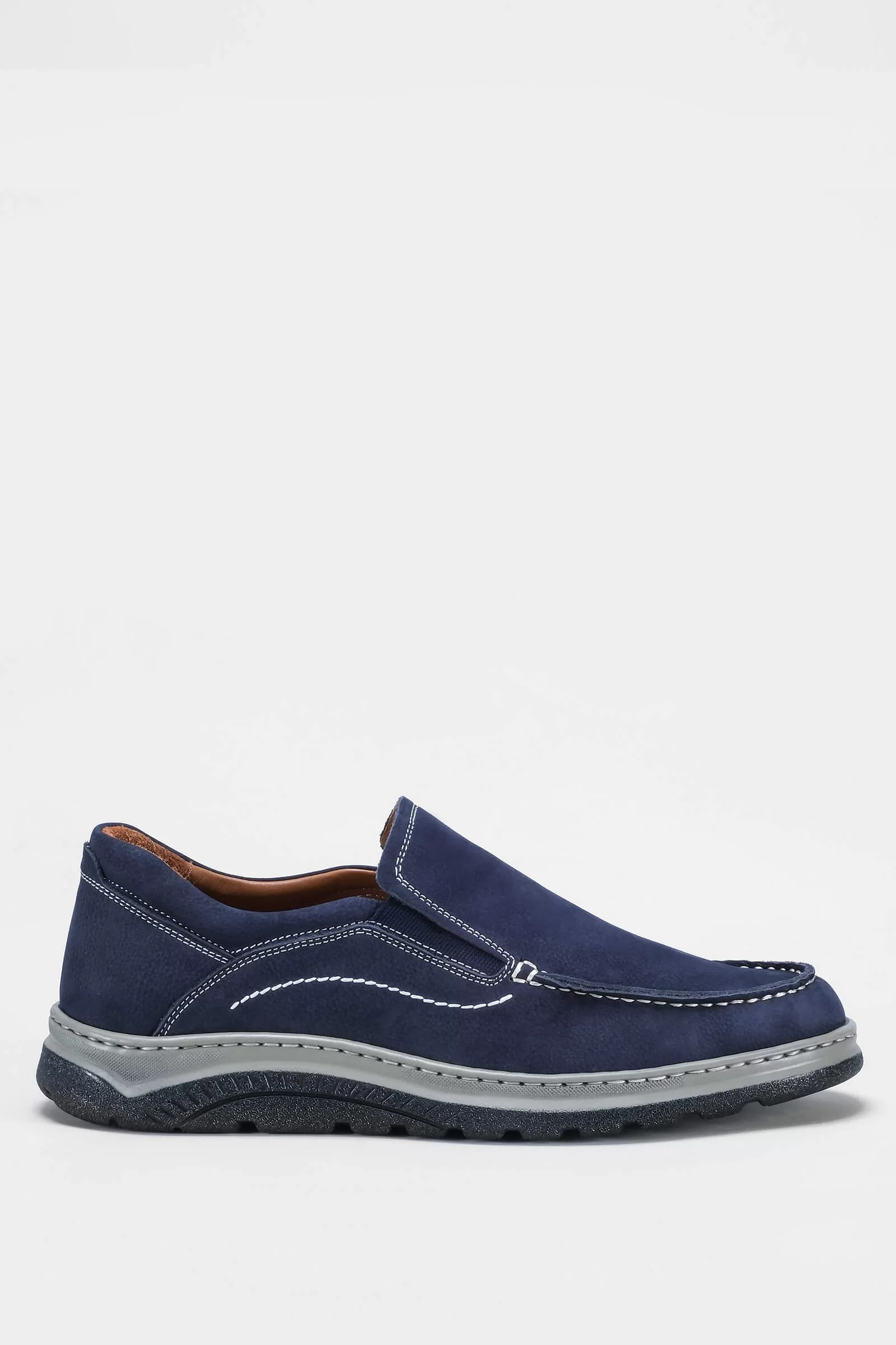 MENS NAVY NUBUCK COMFORT FULL LEATHER SHOES